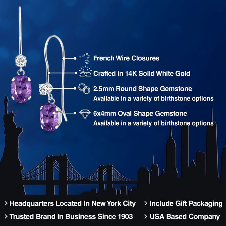 Purple and White_Earrings in 14K White Gold