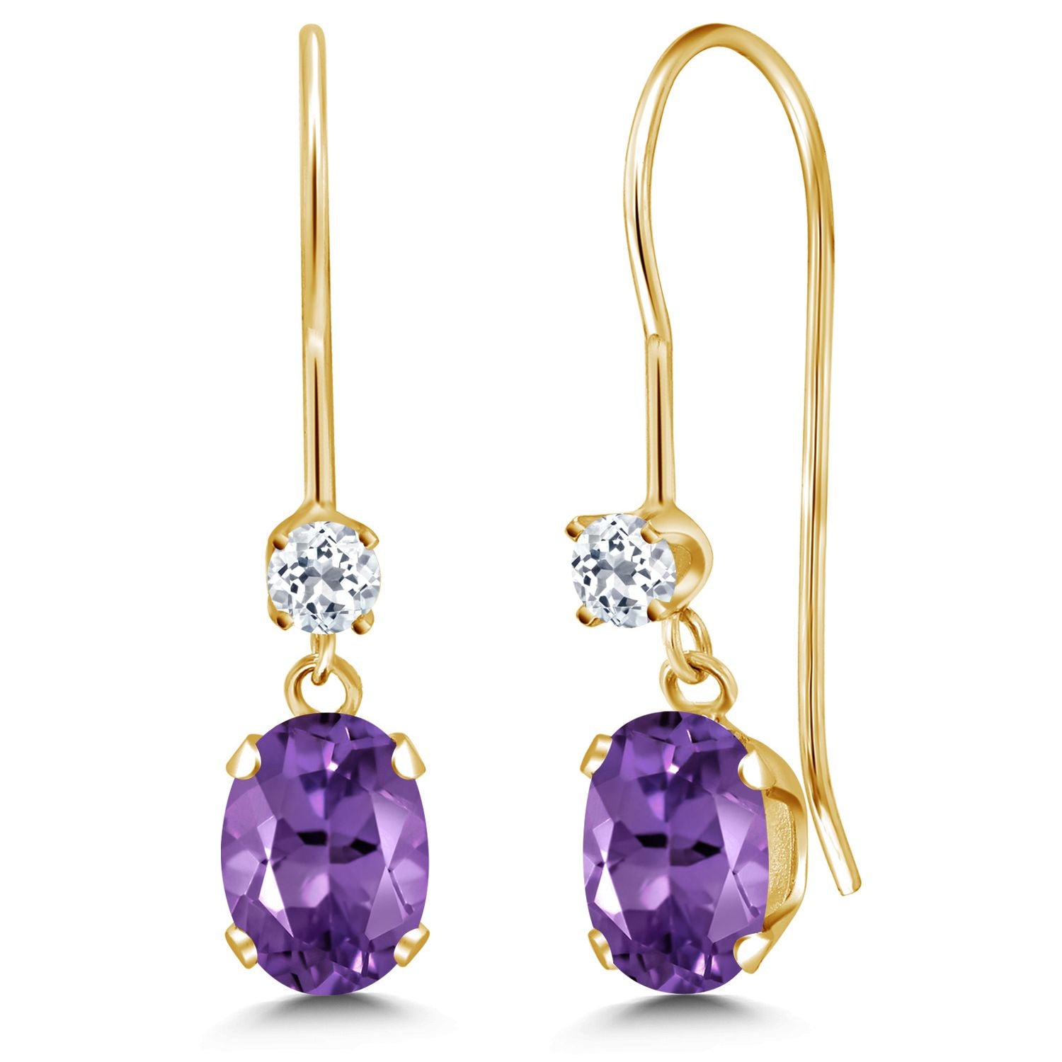 Purple and White_Earrings in 14K Yellow Gold