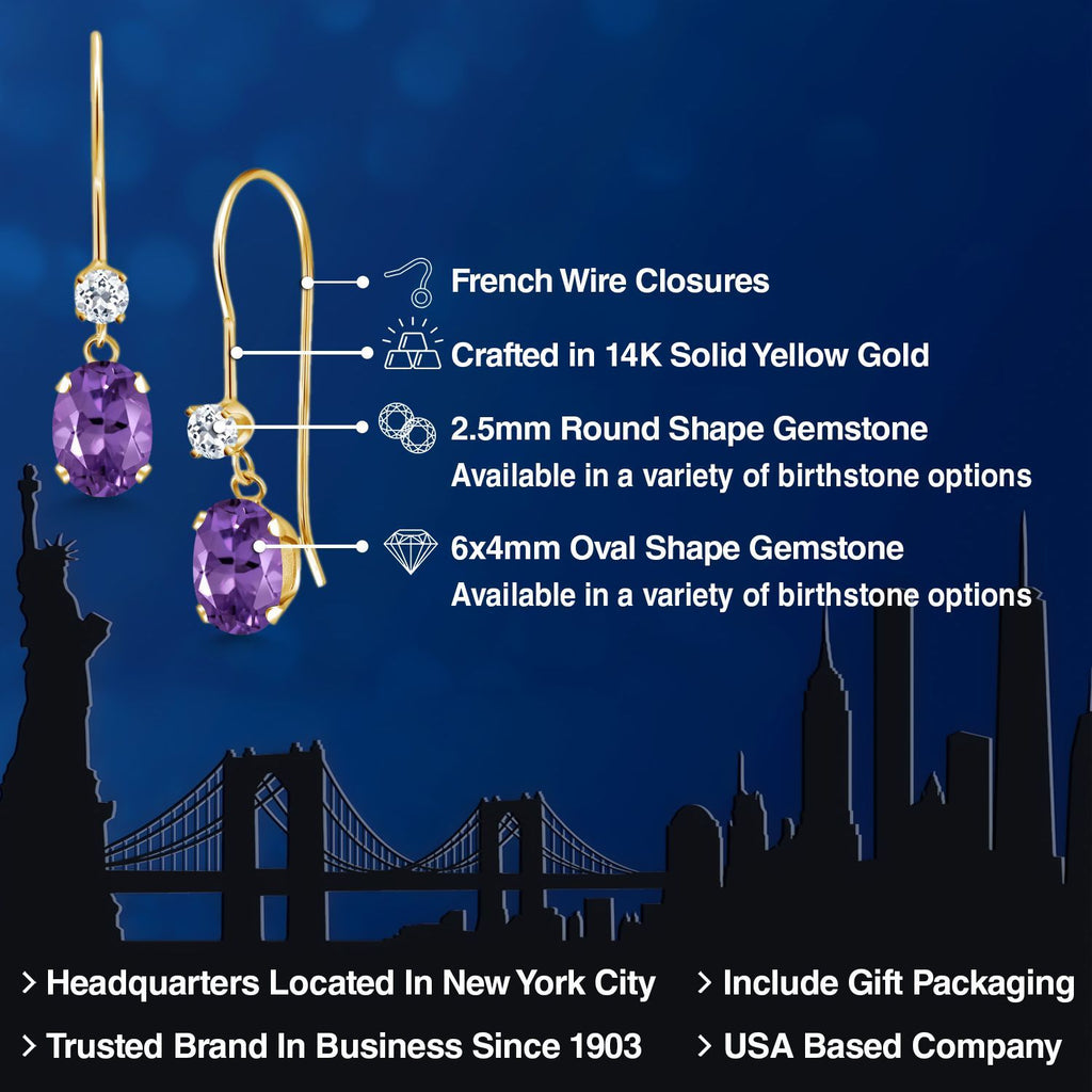 Purple and White_Earrings in 14K Yellow Gold