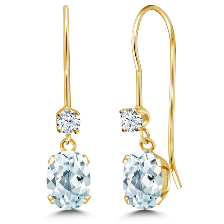 Aquamarine - March_Earrings in 14K Yellow Gold