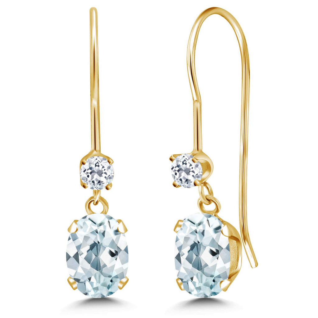 Aquamarine - March_Earrings in 14K Yellow Gold