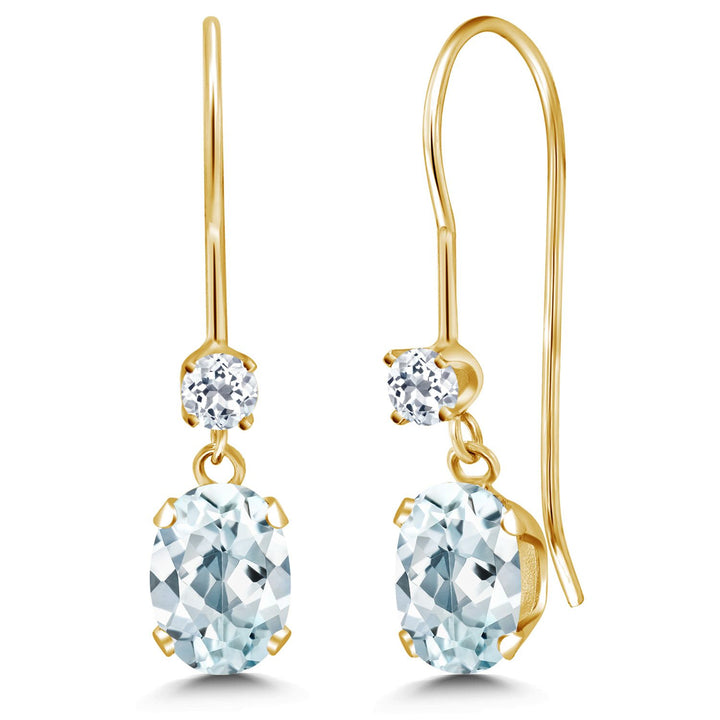 Aquamarine - March_Earrings in 14K Yellow Gold