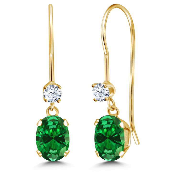 Created Emerald - May_Earrings in 14K Yellow Gold
