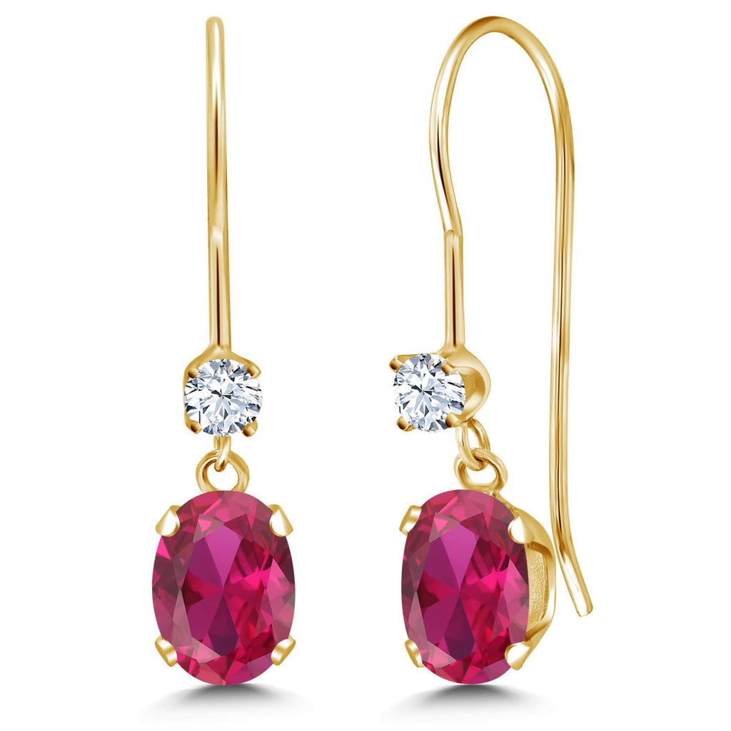 Created Ruby - July_Earrings in 14K Yellow Gold