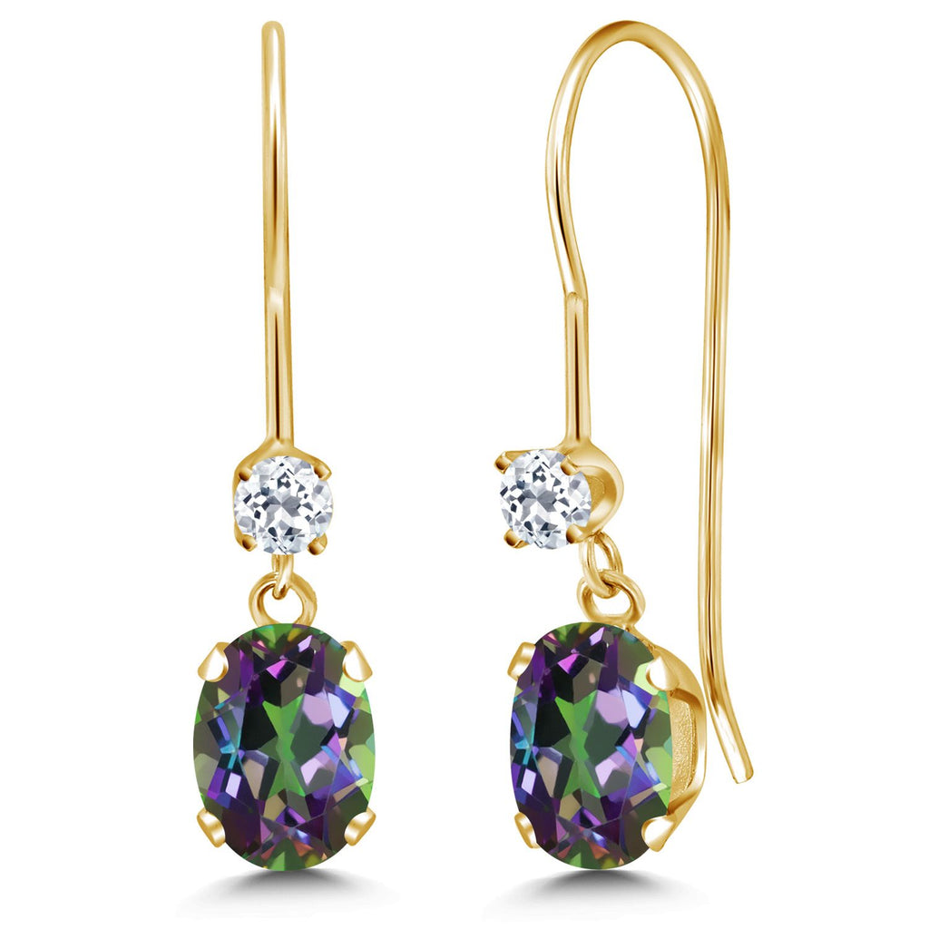 Green Mystic Topaz_Earrings in 14K Yellow Gold