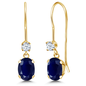 Blue and White_Earrings in 14K Yellow Gold
