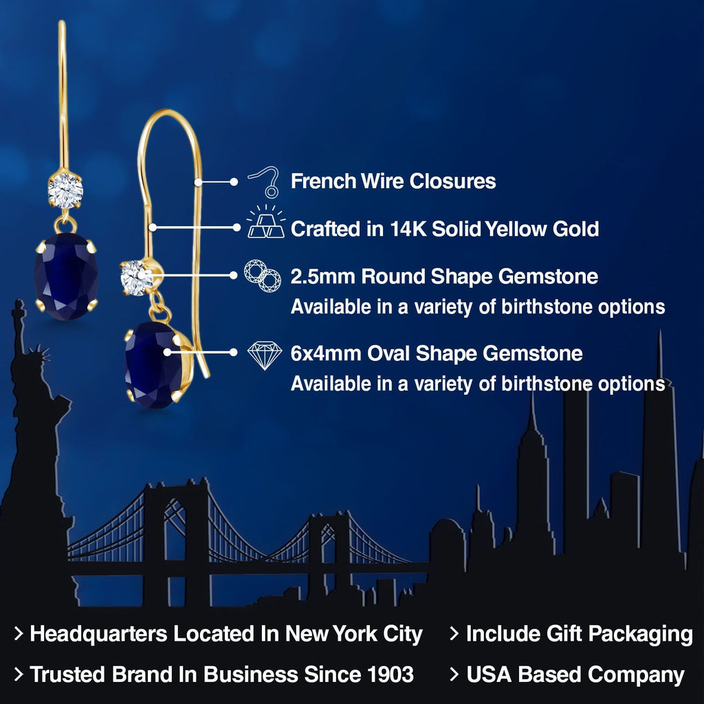 Blue and White_Earrings in 14K Yellow Gold
