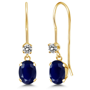 Blue and White_Earrings in 14K Yellow Gold