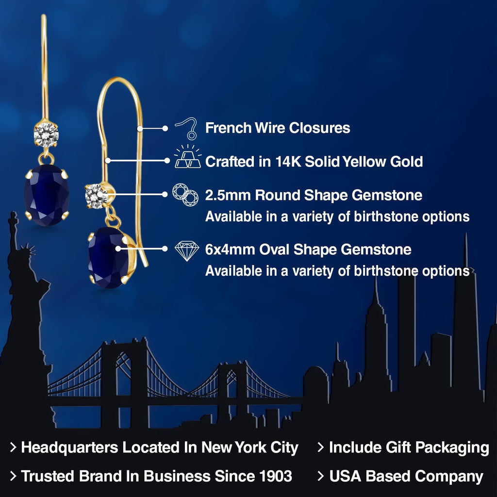 Blue and White_Earrings in 14K Yellow Gold