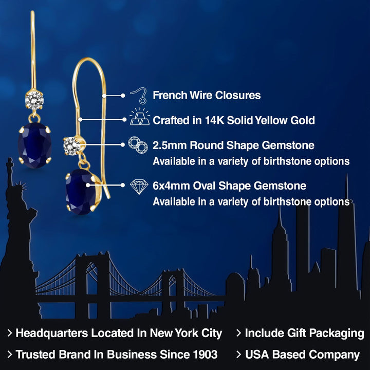 Blue and White_Earrings in 14K Yellow Gold
