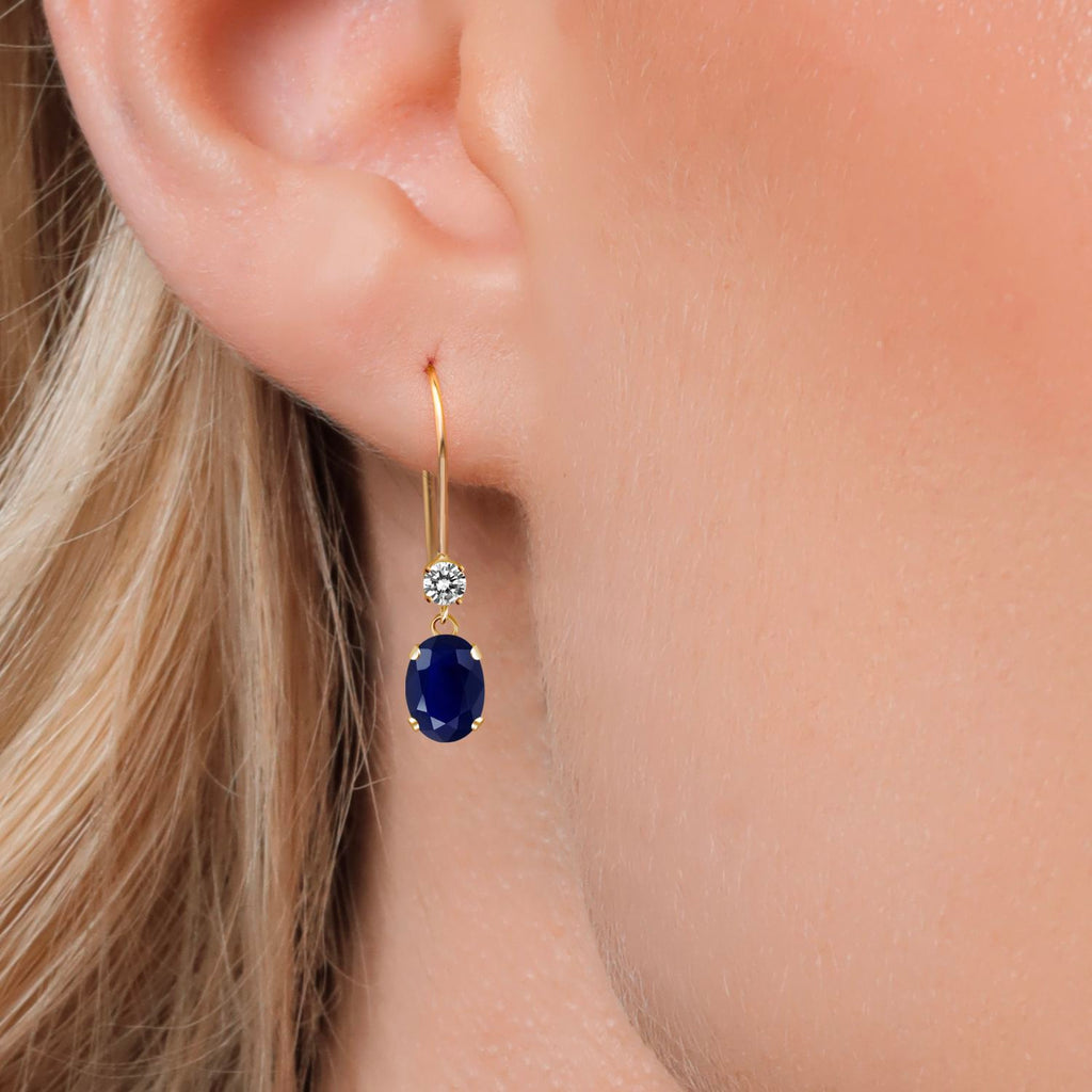 Blue and White_Earrings in 14K Yellow Gold