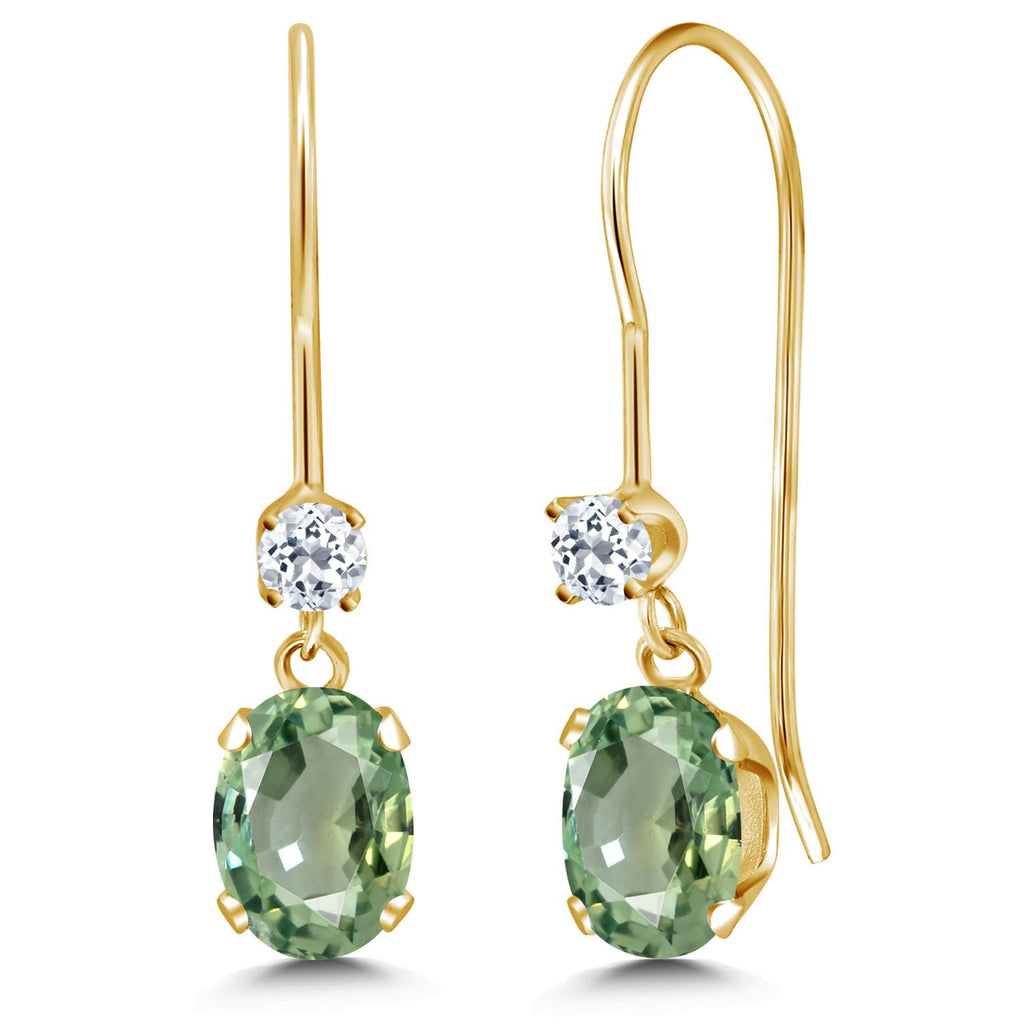 Green Sapphire - September_Earrings in 14K Yellow Gold