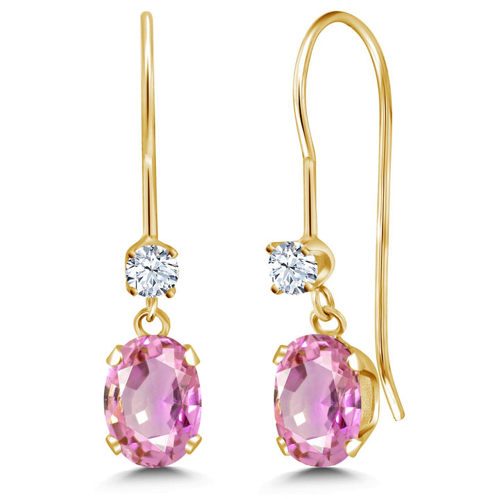 Pink Sapphire - September_Earrings in 14K Yellow Gold