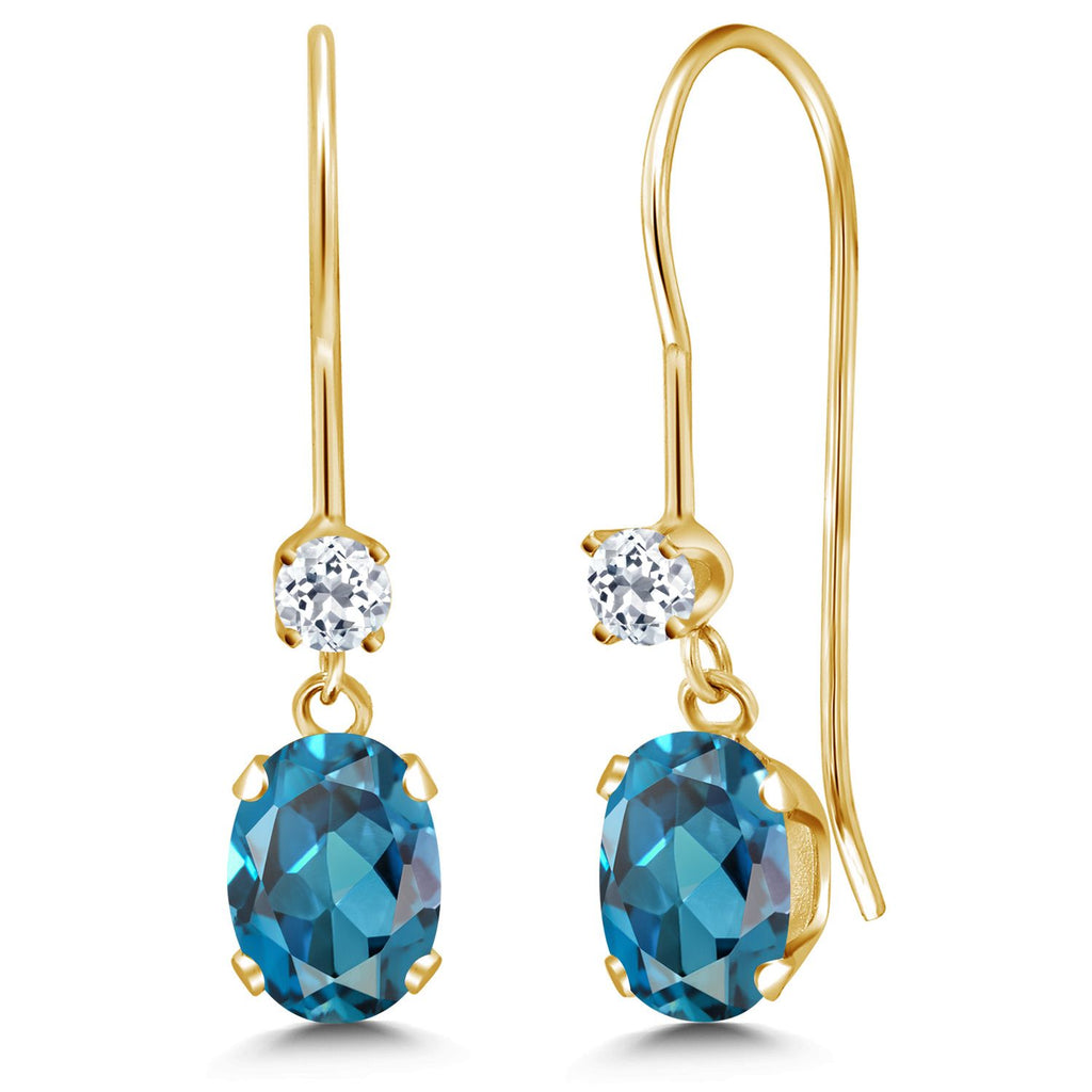 London Blue Topaz - November_Earrings in 14K Yellow Gold