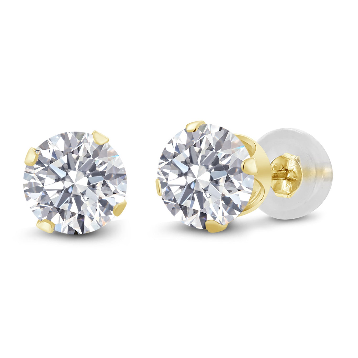 14K Yellow Gold E - F Lab Grown Diamond Stud Earrings for Women | 1.00 Cttw | Gemstone April Birthstone | Round 5MM