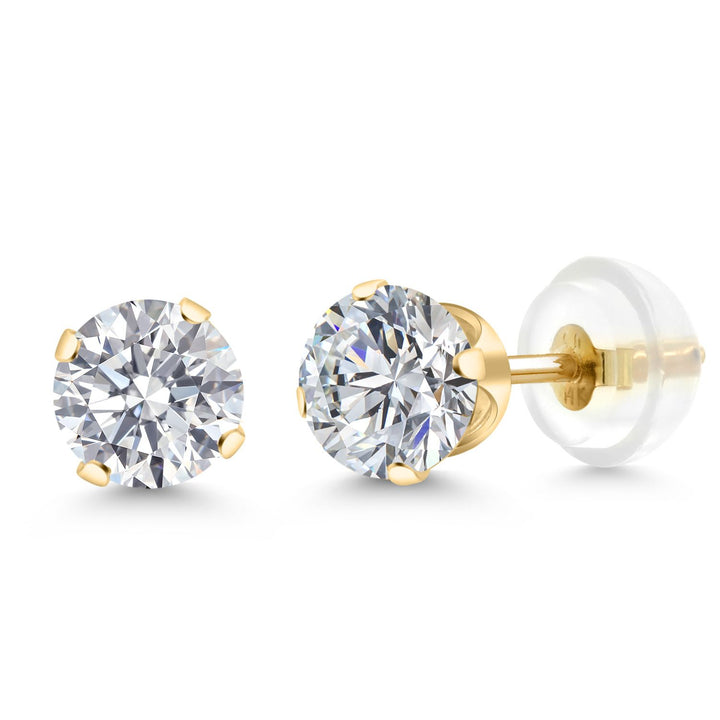 Gem Stone King 14K Yellow Gold Black Onyx Stud Earrings For Women Men (0.92 Cttw, Gemstone Birthstone, Round 5MM)