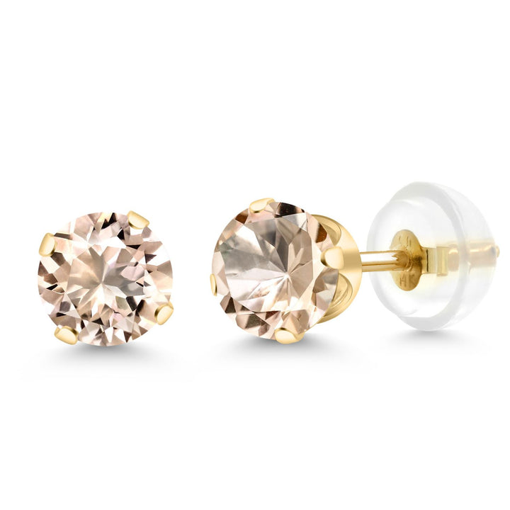Gem Stone King 14K Yellow Gold Black Onyx Stud Earrings For Women Men (0.92 Cttw, Gemstone Birthstone, Round 5MM)