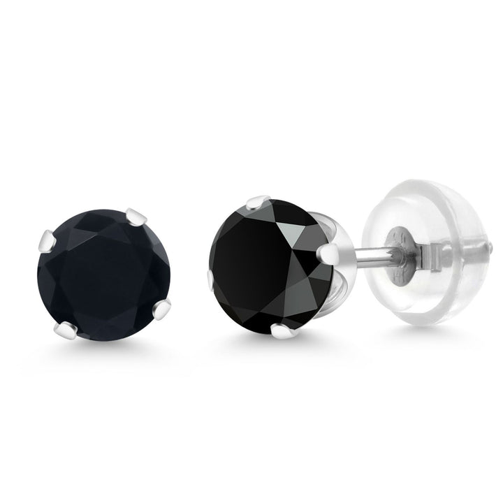 Onyx - December_Earrings in 14K White Gold