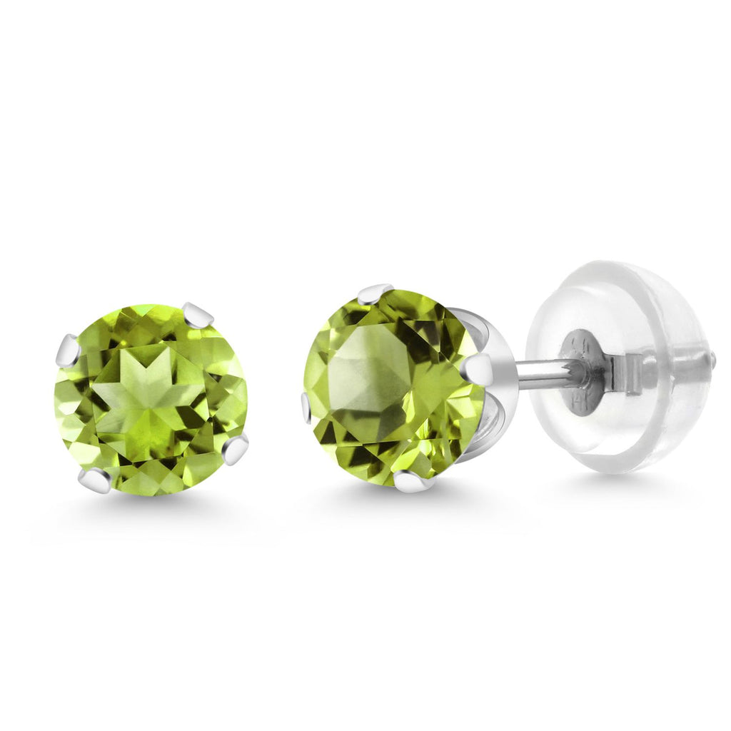 Peridot - August_Earrings in 14K White Gold