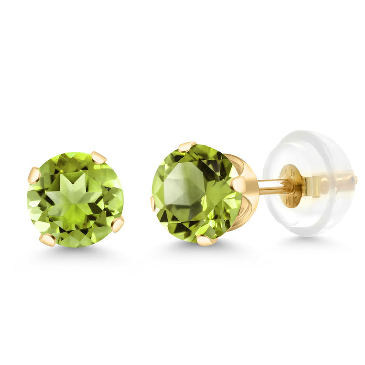 Gem Stone King 14K Yellow Gold Black Onyx Stud Earrings For Women Men (0.92 Cttw, Gemstone Birthstone, Round 5MM)