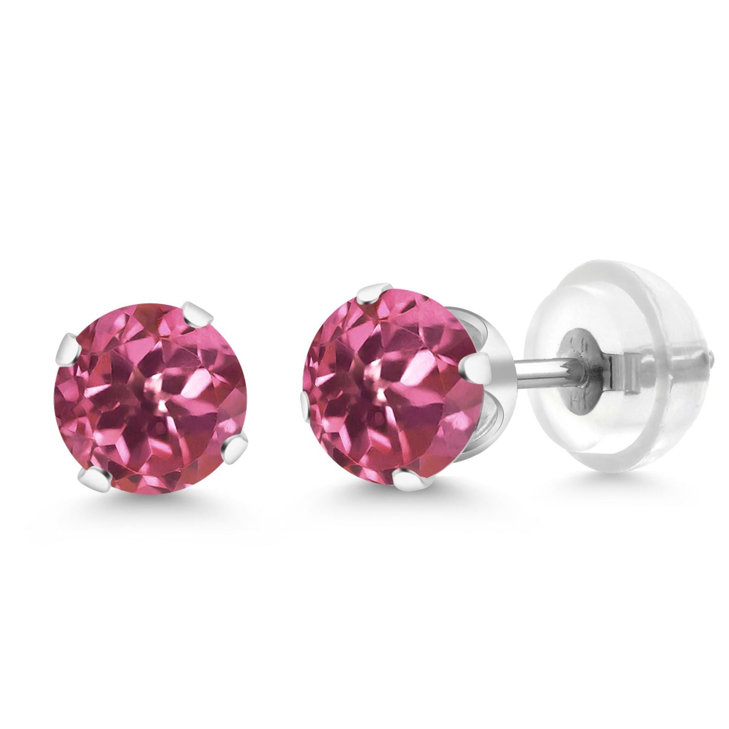 Pink Tourmaline - October_Earrings in 14K White Gold