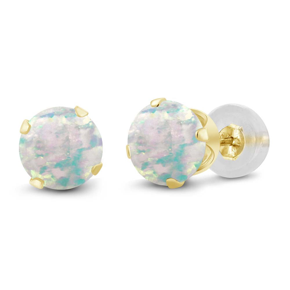 White Opal-Cabochon - October_14K Yellow Gold