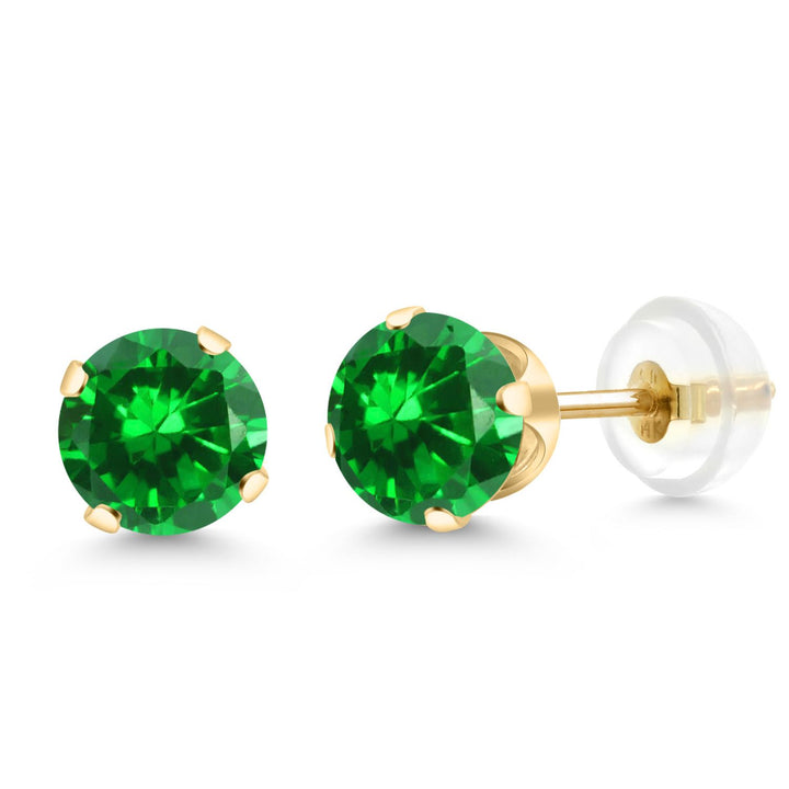 Created Emerald_Yellow Gold_Earrings in Yellow Gold