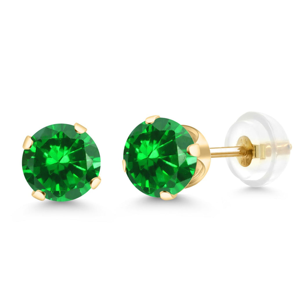 Created Emerald - May_Yellow Gold_Earrings in Yellow Gold