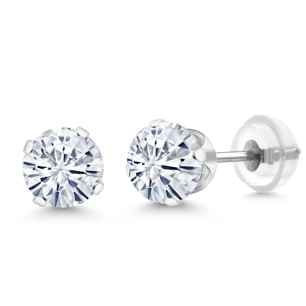 White Moissanite - April_White Gold_Earrings in White Gold