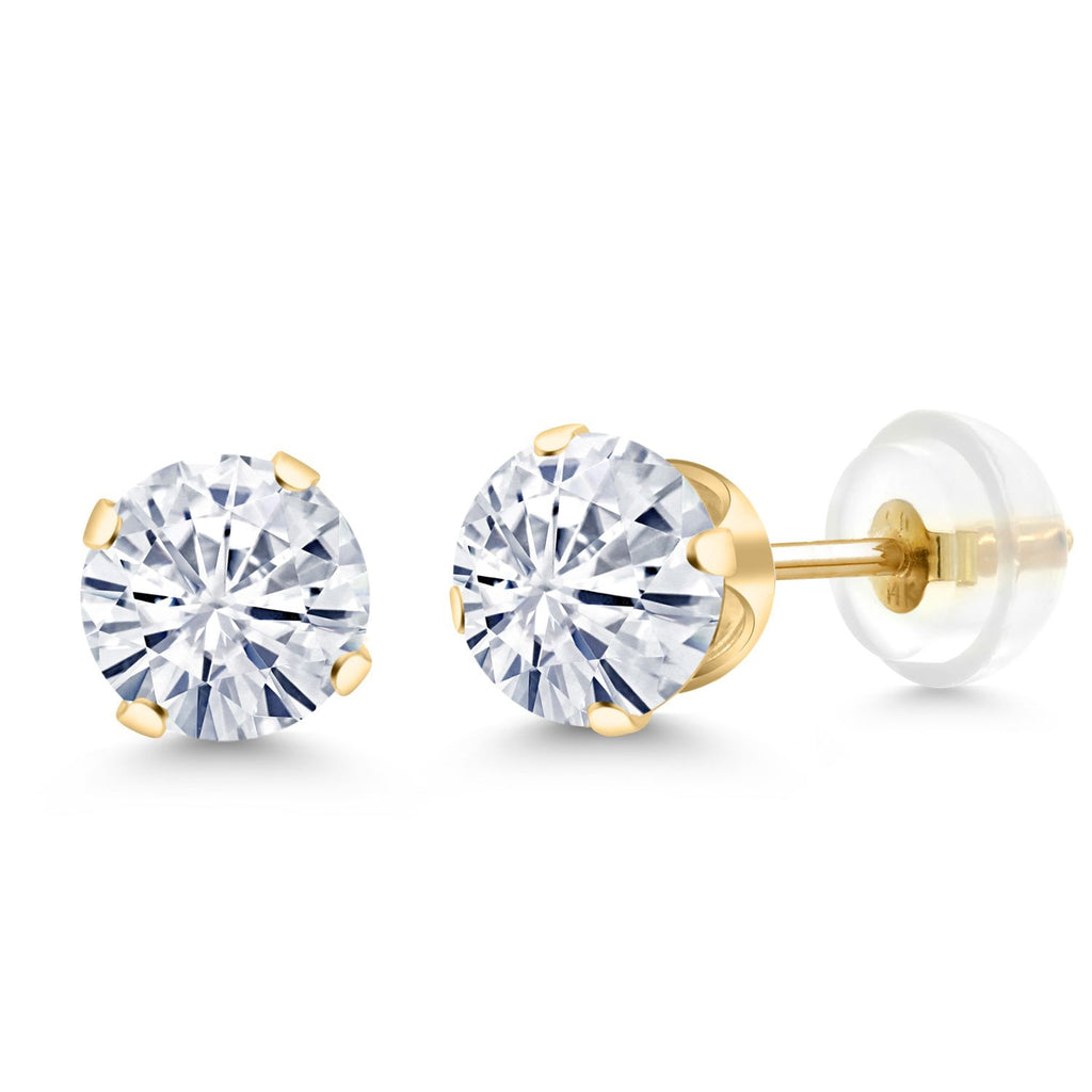 White Moissanite - April_Yellow Gold_Earrings in Yellow Gold