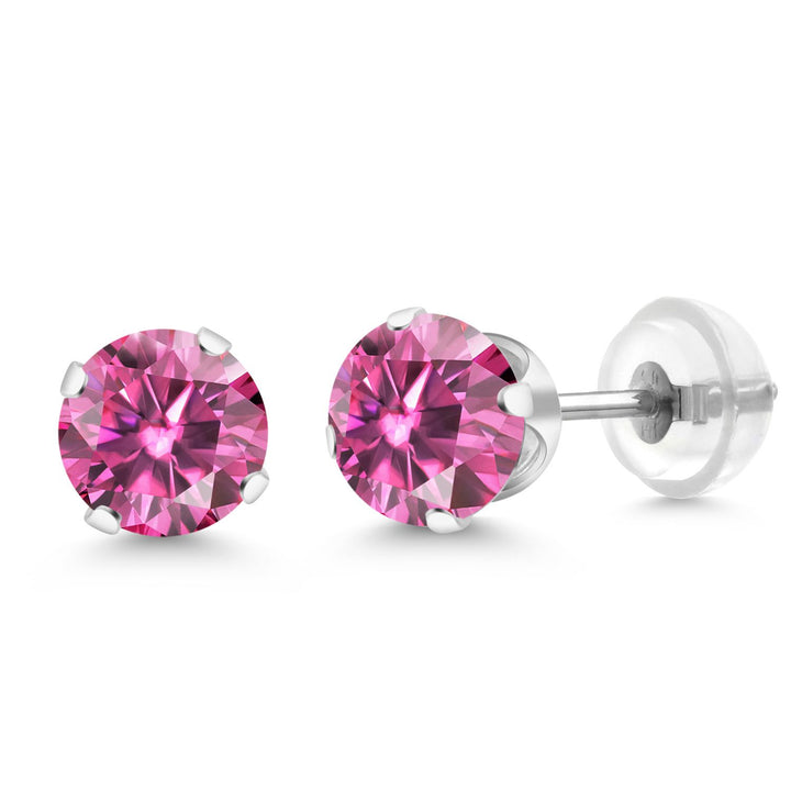 Gem Stone King 14K Gold Gemstone Birthstone Solitaire Stud Earrings | Round 6MM | Gold Earrings For Women Men