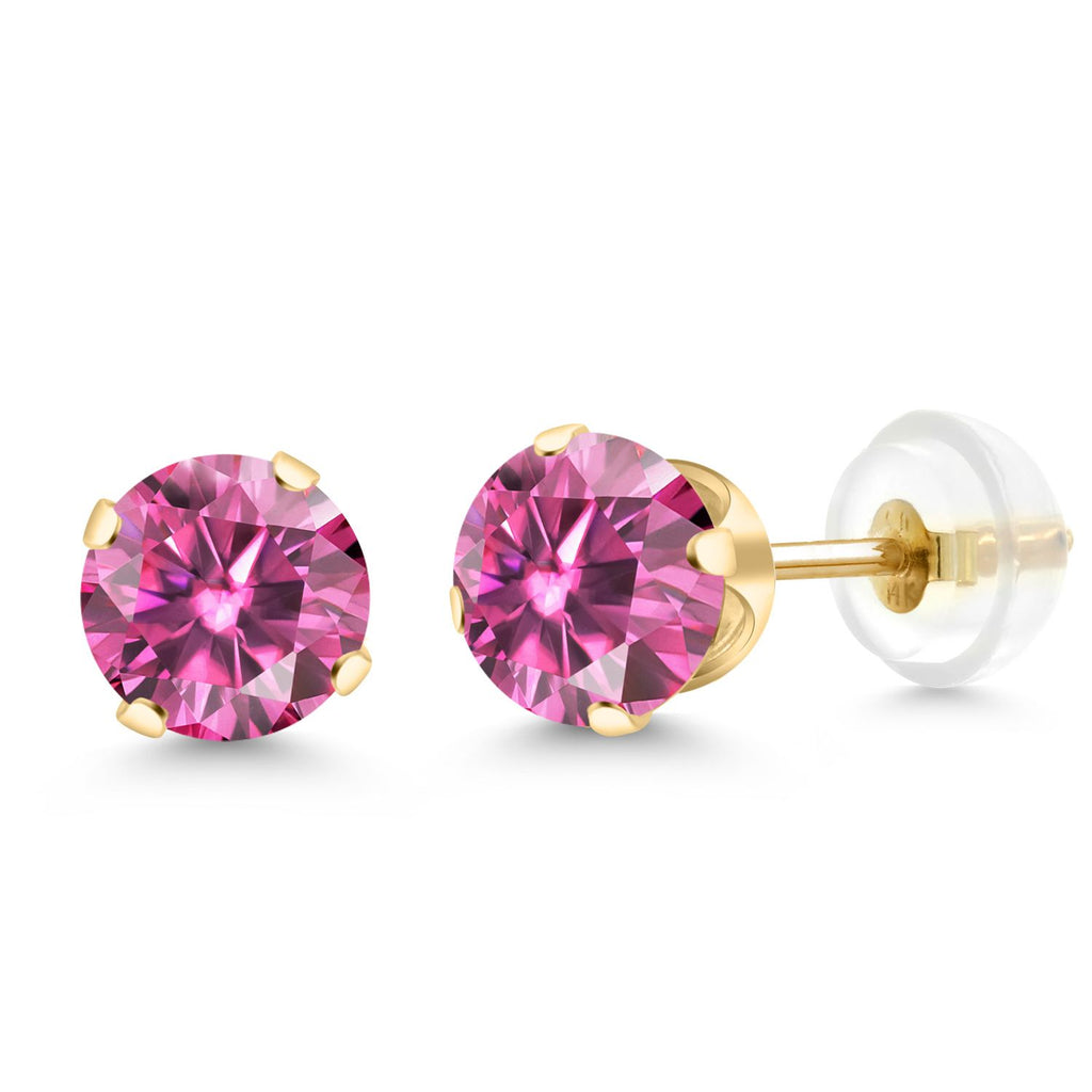 Pink Moissanite - April_Yellow Gold_Earrings in Yellow Gold