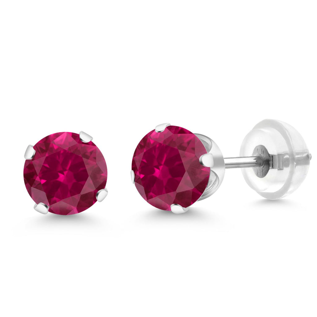 Created Ruby - July_White Gold_Earrings in White Gold