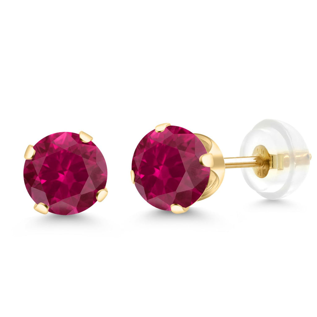 Created Ruby - July_Yellow Gold_Earrings in Yellow Gold