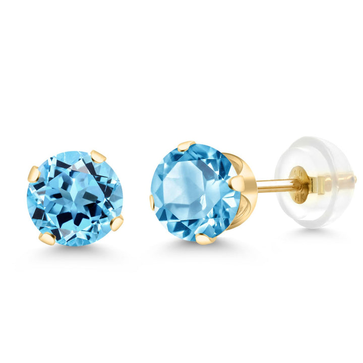 Swiss Blue Topaz - November_Yellow Gold_Earrings in Yellow Gold