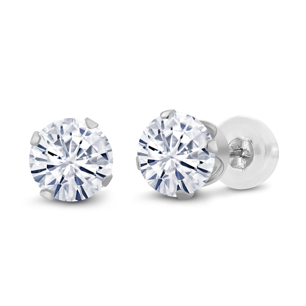 White Moissanite - April_14K White Gold_Earrings in 14K White Gold