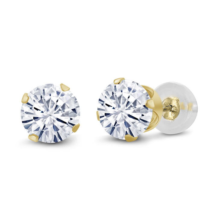 White Moissanite - April_14K Yellow Gold_Earrings in 14K Yellow Gold