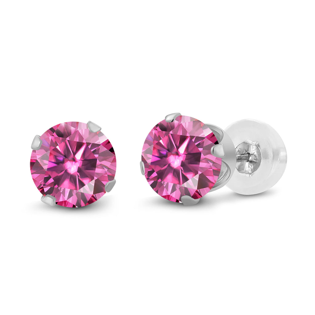 Pink Moissanite - April_14K White Gold_Earrings in 14K White Gold