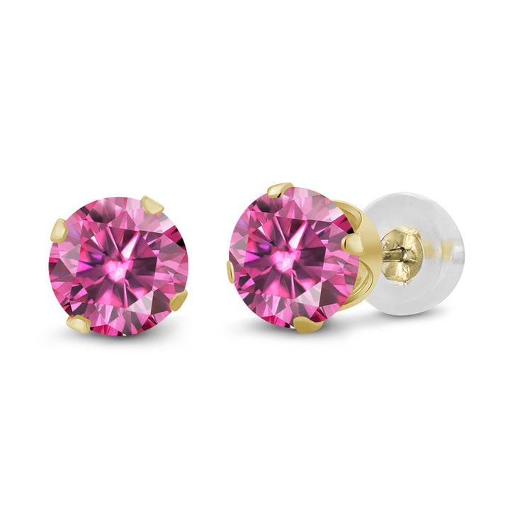 Pink Moissanite - April_14K Yellow Gold_Earrings in 14K Yellow Gold