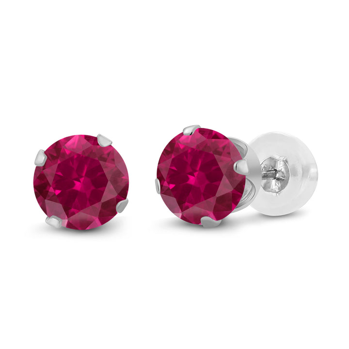 Created Ruby - July_14K White Gold_Earrings in 14K White Gold