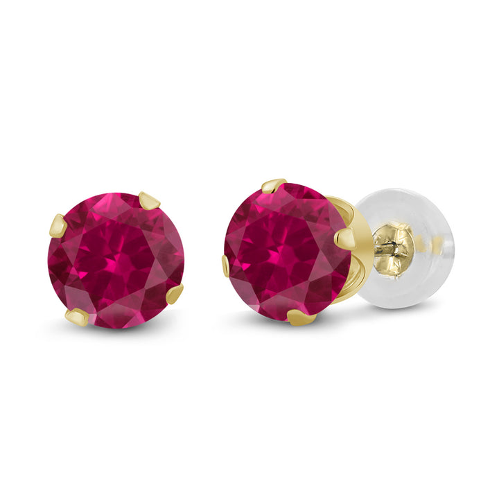 Created Ruby - July_14K Yellow Gold_Earrings in 14K Yellow Gold