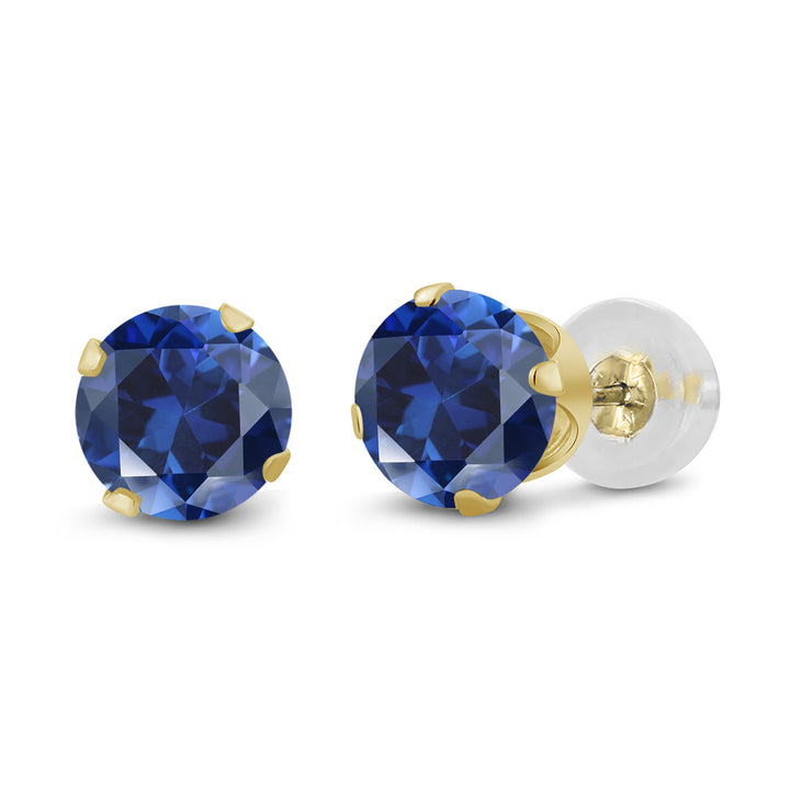 Blue Created Sapphire - September_14K Yellow Gold_Earrings in 14K Yellow Gold
