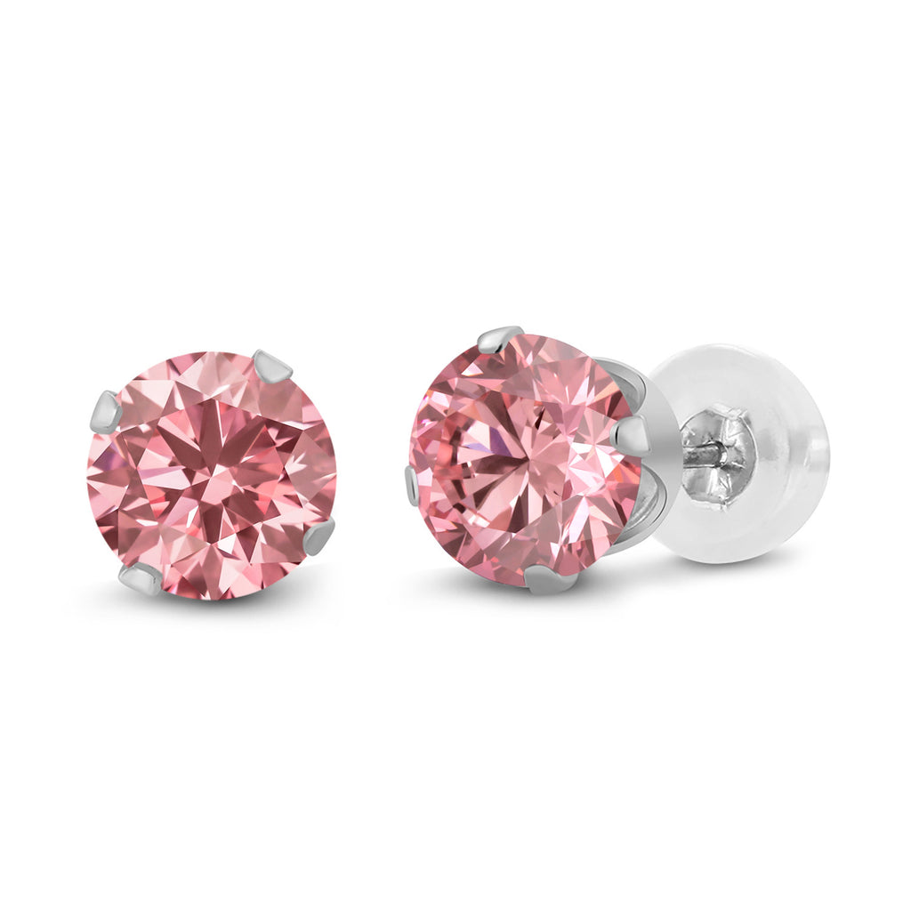 Pink Lab Grown Diamond - April_14K White Gold_Earrings in 14K White Gold