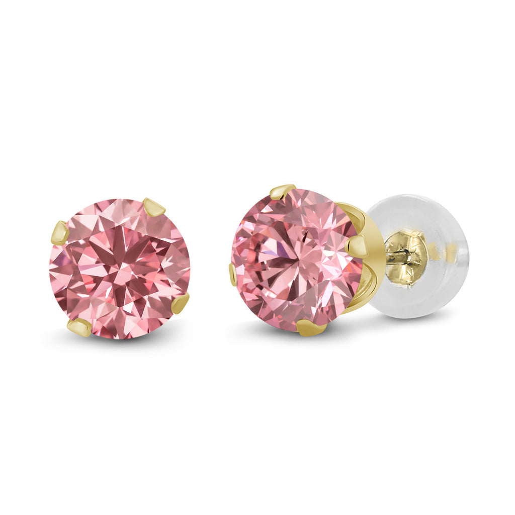 Pink Lab Grown Diamond - April_14K Yellow Gold_Earrings in 14K Yellow Gold