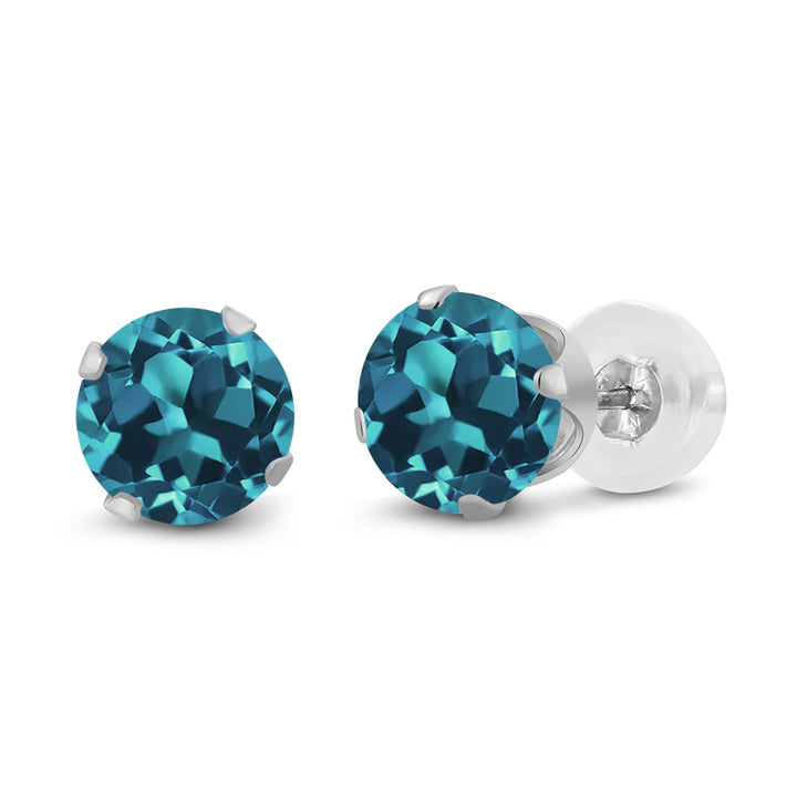 London Blue Topaz - November_14K White Gold_Earrings in 14K White Gold