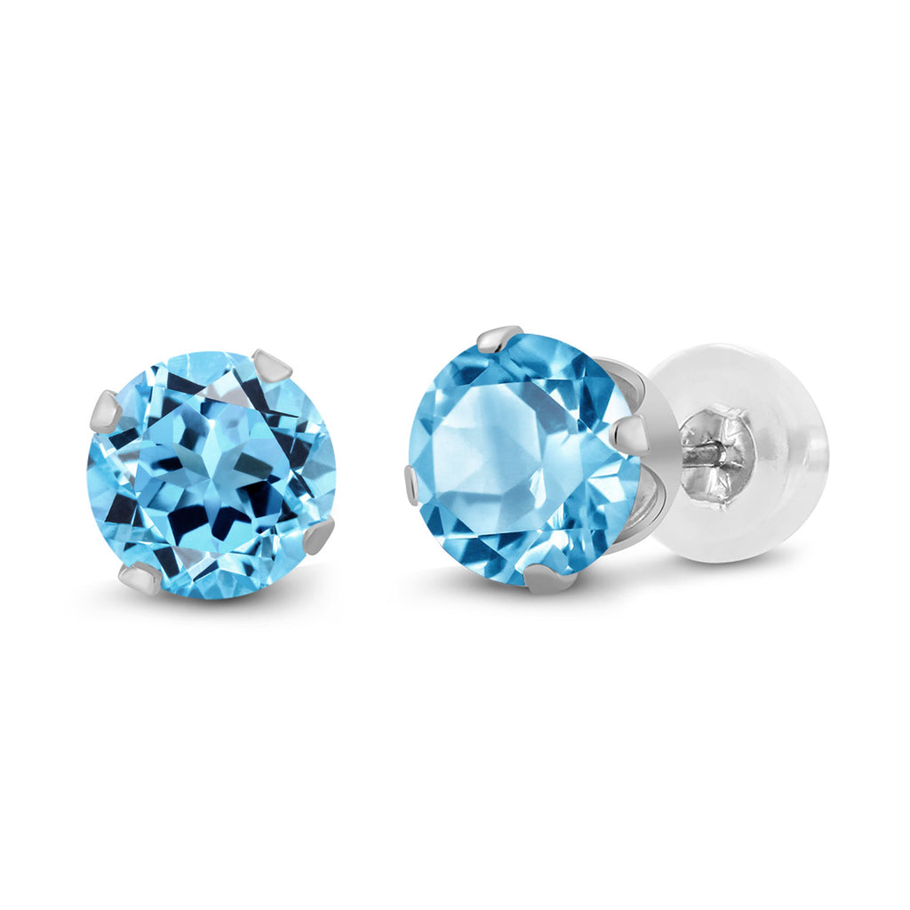 Swiss Blue Topaz - November_14K White Gold_Earrings in 14K White Gold