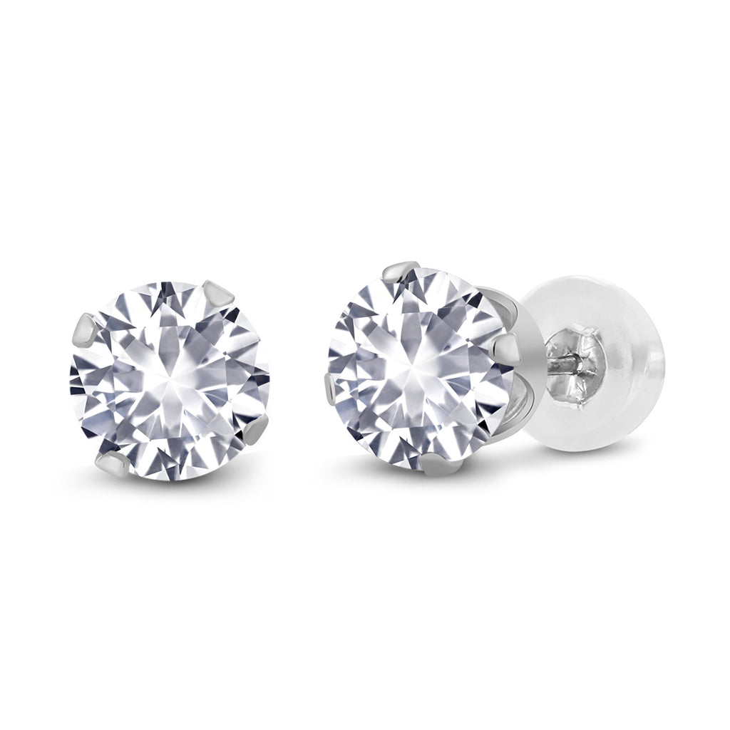 White Created Sapphire - September_14K White Gold_Earrings in 14K White Gold