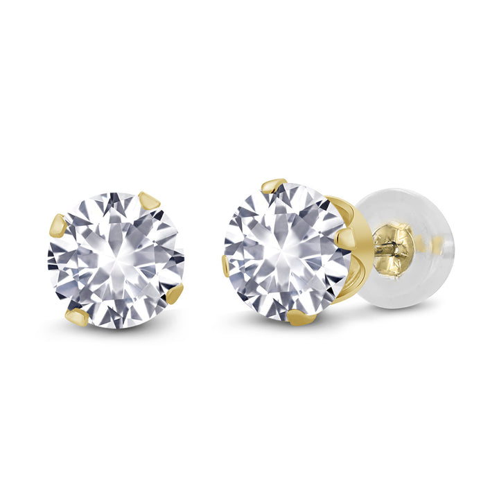 White Created Sapphire - September_14K Yellow Gold_Earrings in 14K Yellow Gold