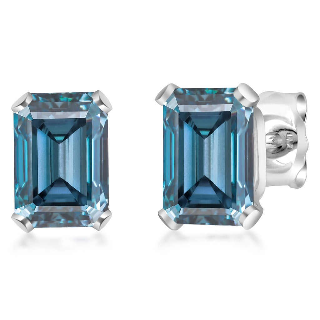 Persian Blue Moissanite - April_Earrings in 925 Sterling Silver