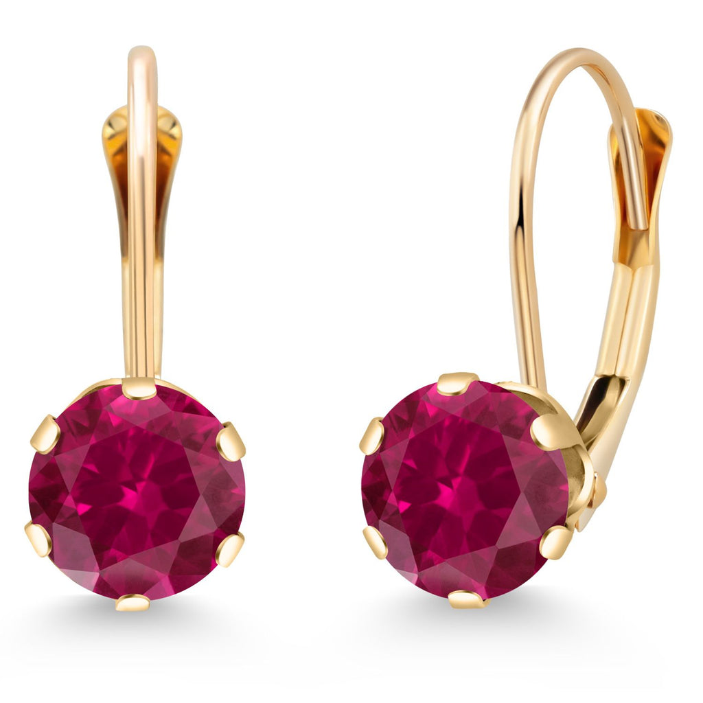 Created Ruby - July_Earrings in 14K Yellow Gold